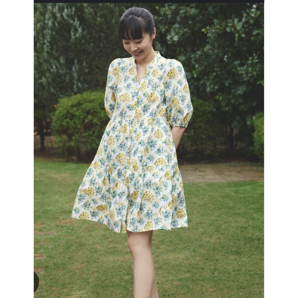 Paul and Joe Uniqlo Floral Dress White Yellow Medium